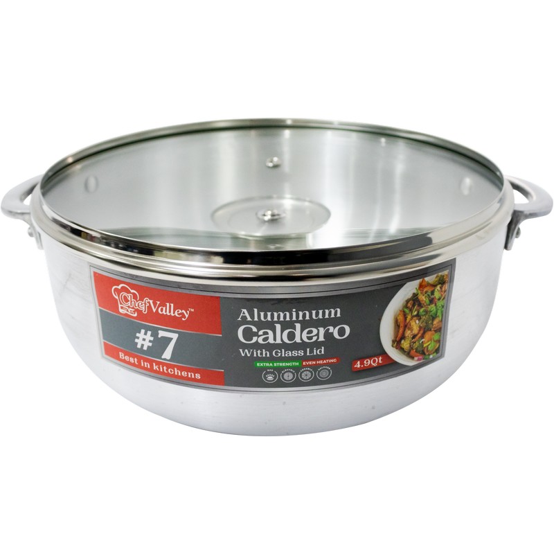 ALUMINIUM CALDERO £ 7 WID GLASS LID - 6