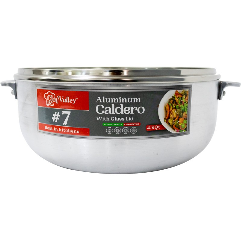 ALUMINIUM CALDERO £ 7 WID GLASS LID - 6