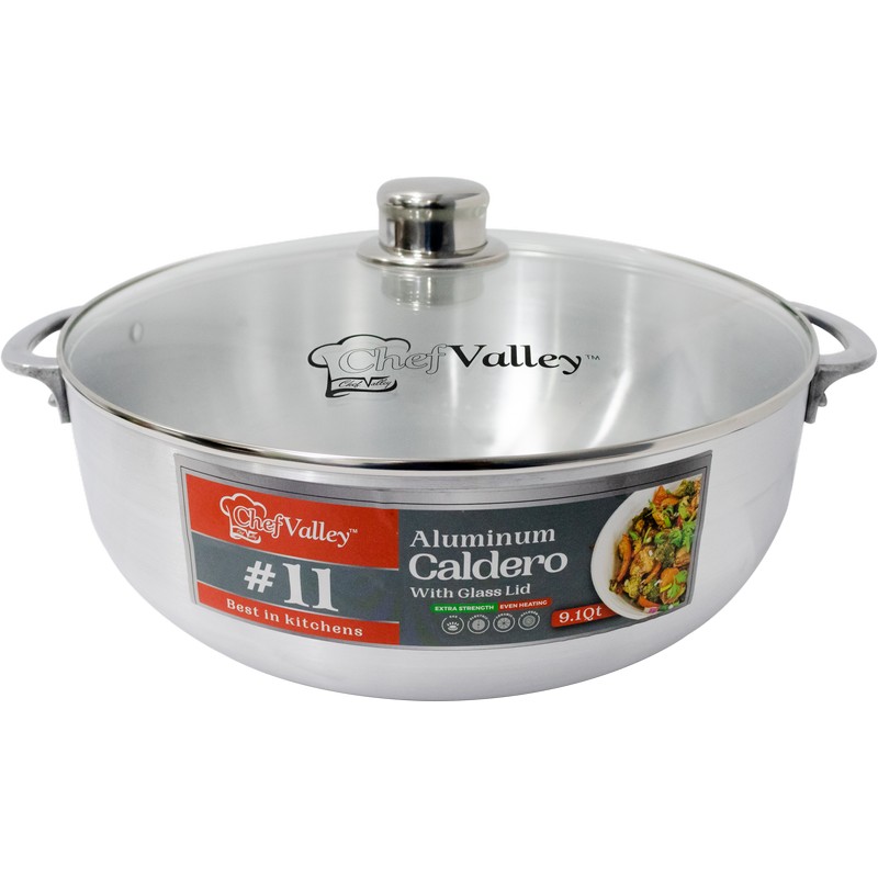 ALUMINIUM CALDERO £ 11 WID GLASS LID - 6