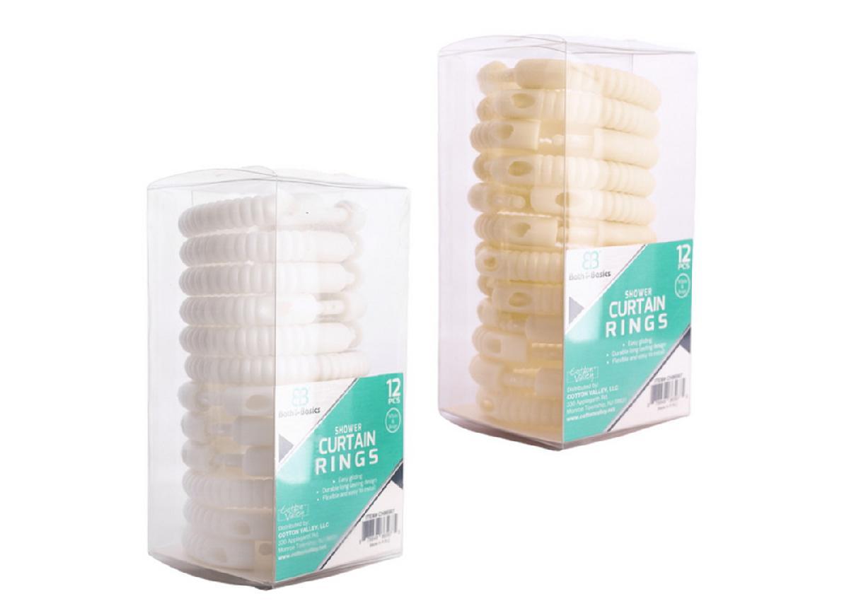 12PCS RIBBED WHITE/BEIGE SHOWER RINGS-48